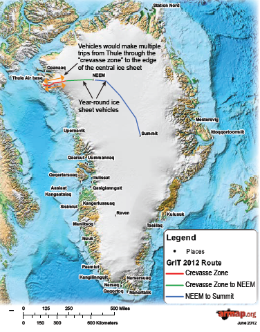Map showing the location of the 2012 Greenland Inland Traverse